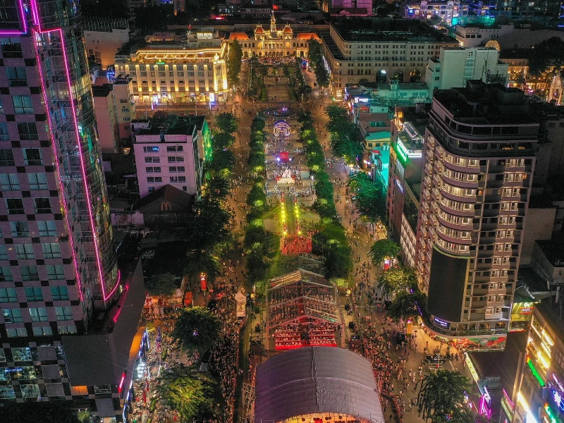 Nguyễn Huệ Walking Street in Ho Chi Minh City, a popular destination for locals and tourists
