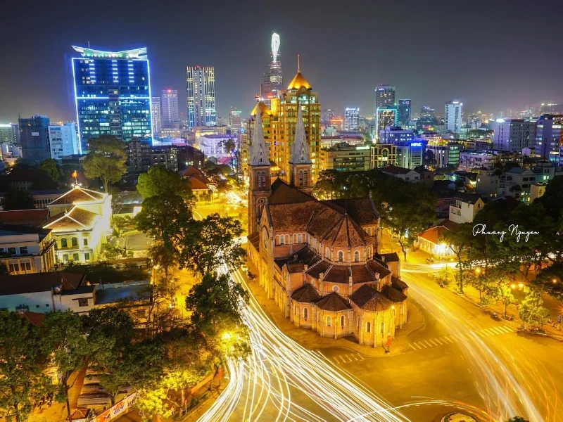 Notre-Dame Cathedral Basilica of Saigon with twin bell towers